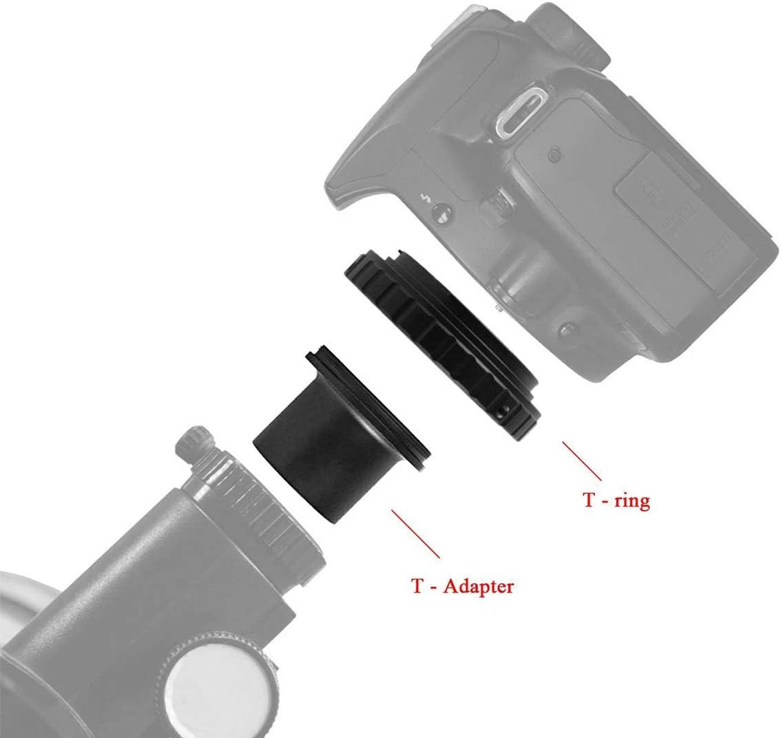 SVBONY T2 T Ring Adapter and T Adapter, 1.25 inches Metal Telescope Black