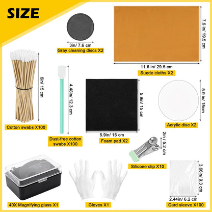 320 PCS Card Cleaning Kit, Flattening Kit for TCG Black White Yellow