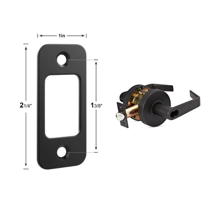 Deadbolt Strike Plate Door Backplate 1" x 2-1/4" Round Corner 2x Matte Black