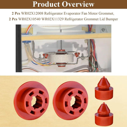 2 Pcs WR02X12008 Refrigerator Evaporator Fan Motor Grommet, 2 WR02X10540...