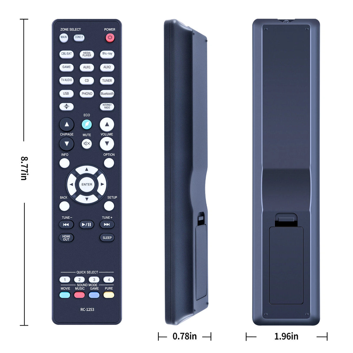 RC-1253 Remote Control For Denon 8K Ultra HD AV A/V Surround Receiver AVR-X2800H