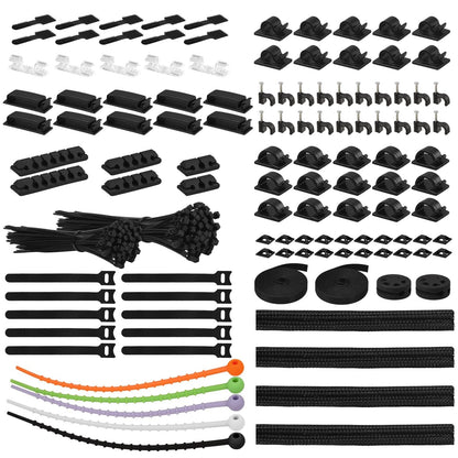 319pcs Cable Management Organizer Kit, Desk Cord Organizer, 98 Adhesive Black
