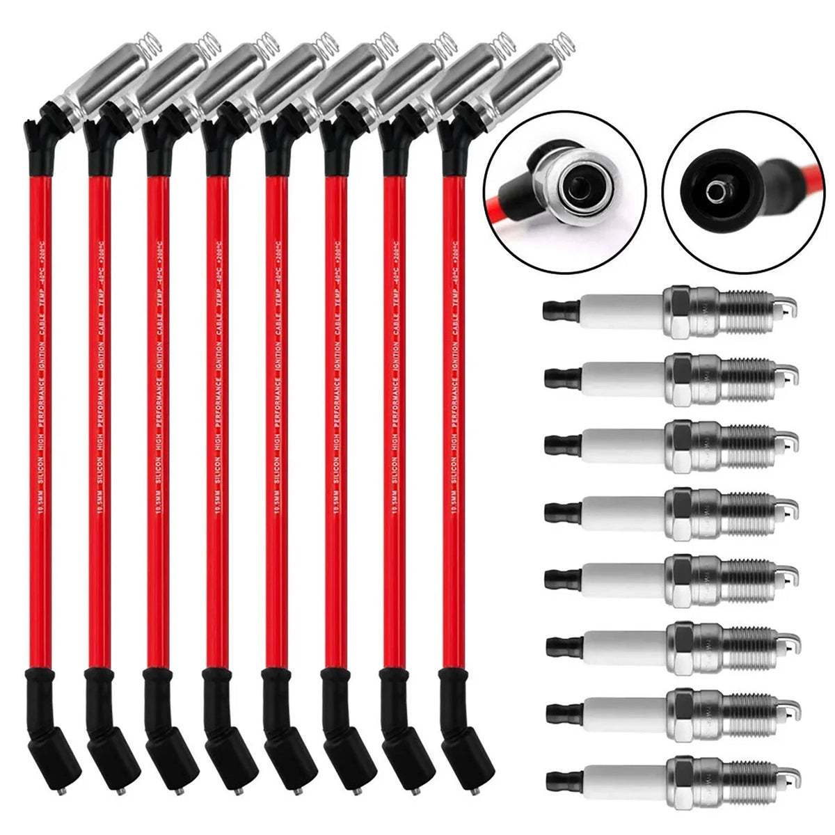 8PCS Spark Plugs With Wires Set for For Chevrolet Corvette 6.0L V8 2005 19299585
