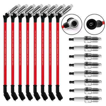 8PCS Spark Plugs With Wires Set for For Chevrolet Corvette 6.0L V8 2005 19299585