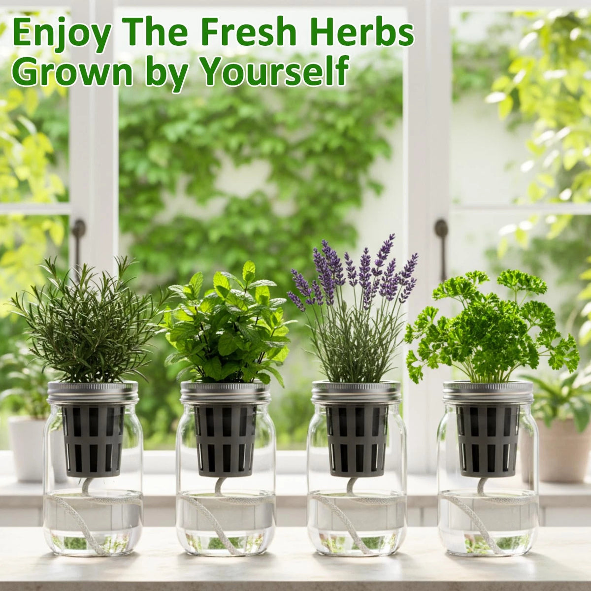 Teenyyou 12 Set Hydroponic Garden Mason Jar 6.5 x 3.46 inches, Clear, Black