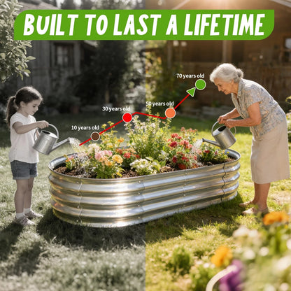 AmazStove Galvanized Raised Garden Bed Kit, Planter 4×2×1FT (2-pack）, Silver