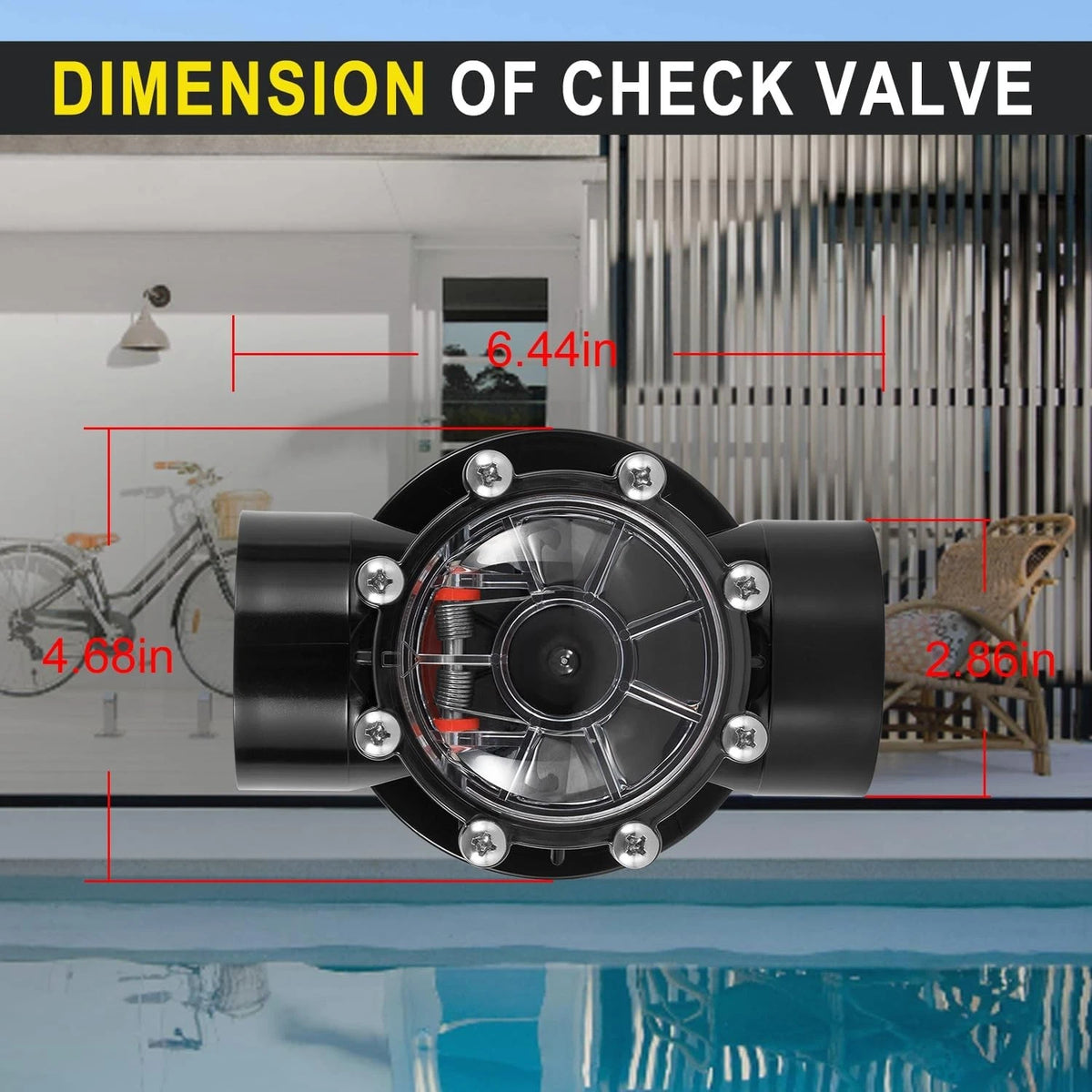 Replaces for Jandy 7305 Check valve, 2” to 2-1/2”, Prevents Water Black