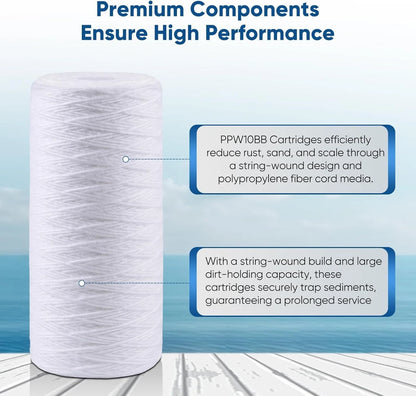 PUREPLUS 25 Micron 10 x 4.5 Whole House String 2 Count (Pack of 1), White