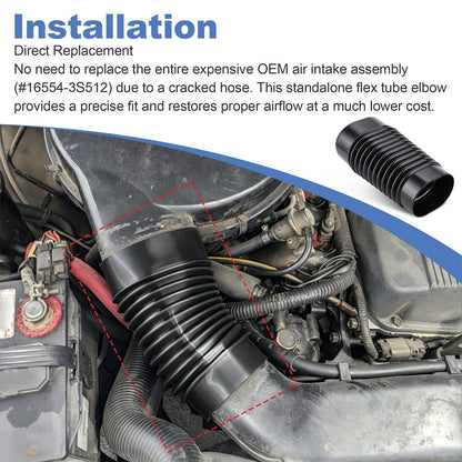 Air Cleaner Intake Flex Tube Elbow for 1990–1997 Nissan Hardbody (D21) 4Cyl
