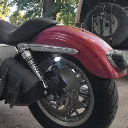 SUNPIE Add White Lights Black Motorcycle Cured Vertical Side Mount Licese...