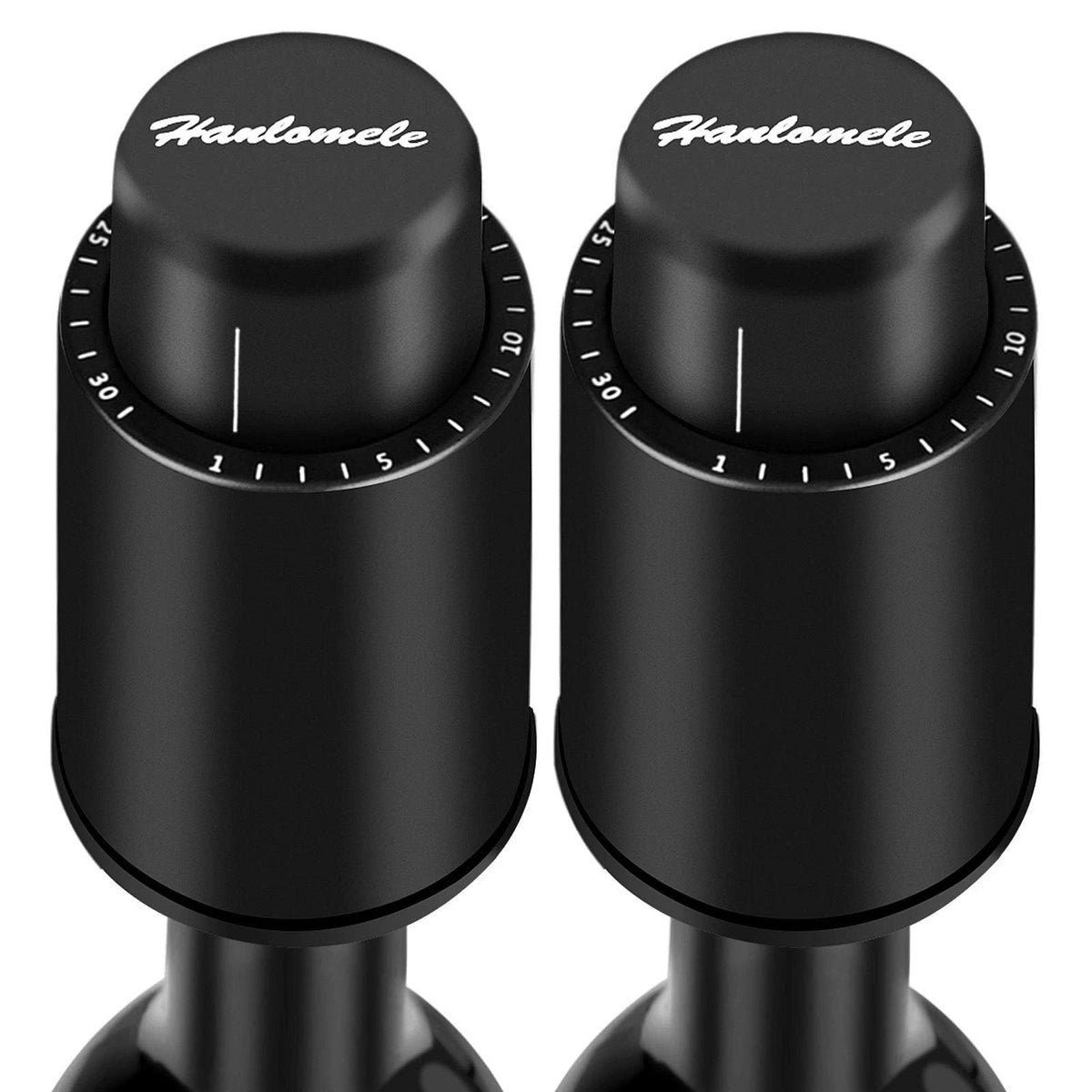 [2 PACK]Wine Bottle Stoppers, Reusable Wine Vacuum Black