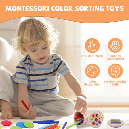 YHHYTOY Montessori Toys for 3 Year Old, Dual Play Wooden Medium, Multicolor