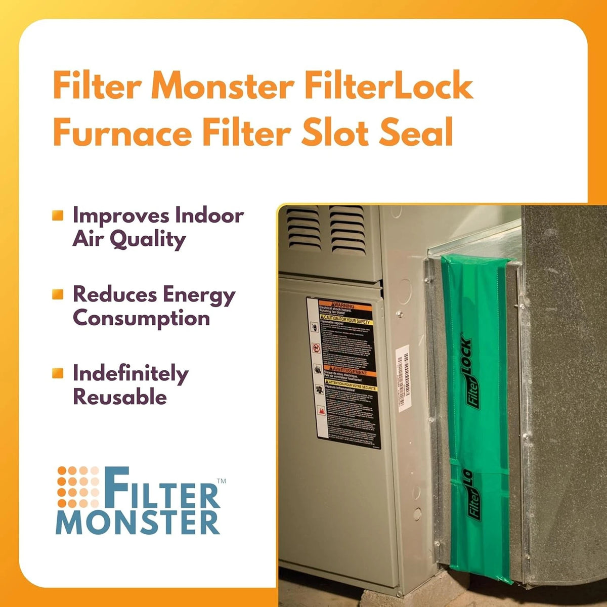 FilterLock Furnace Filter Slot Seal – Magnetic Cover for Any 1” Furnace...