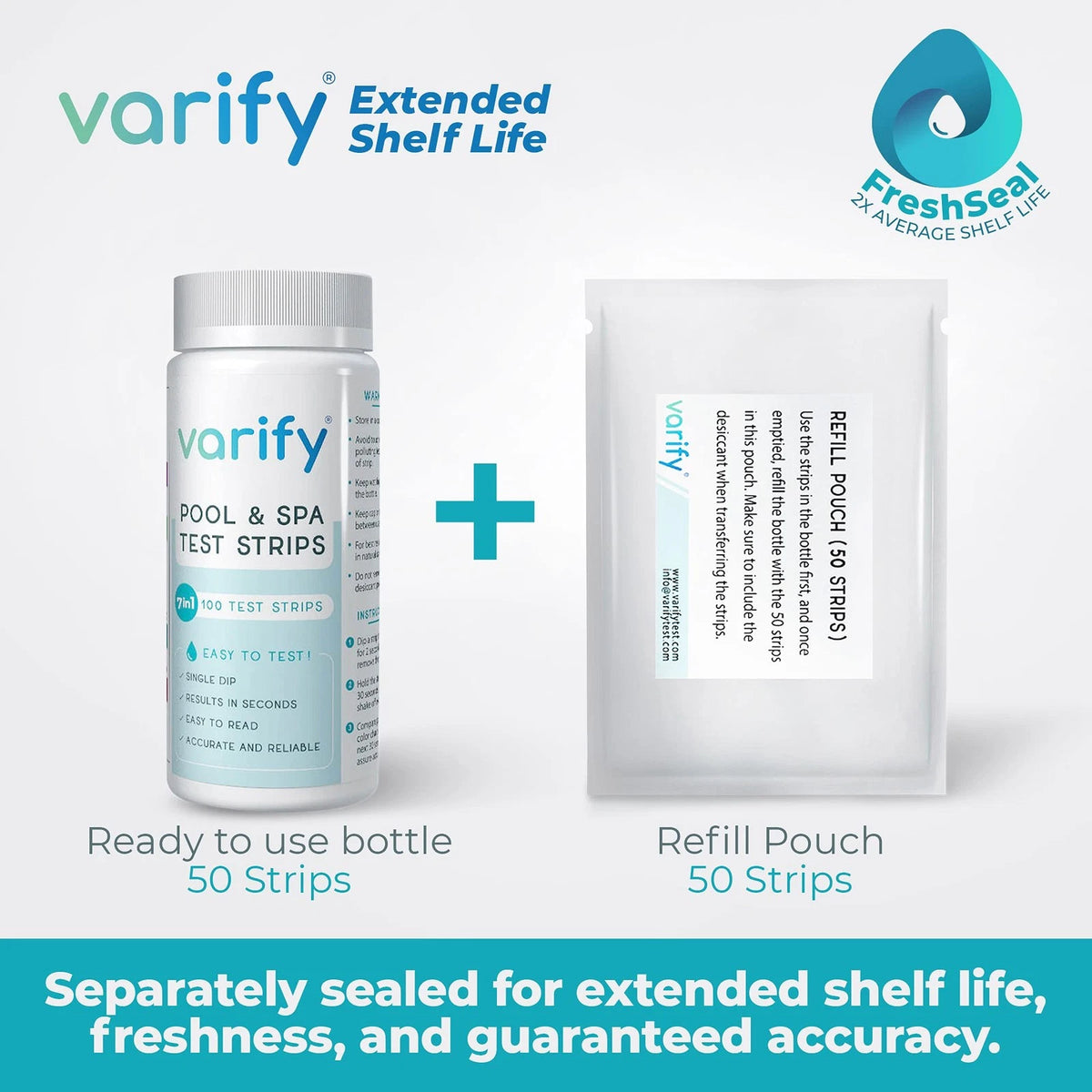 Varify 7 in 1 Pool and Spa Test Strips- Easy to Use Water Testing 100 Strips