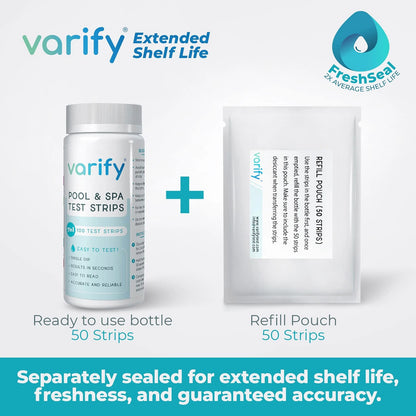 Varify 7 in 1 Pool and Spa Test Strips- Easy to Use Water Testing 100 Strips