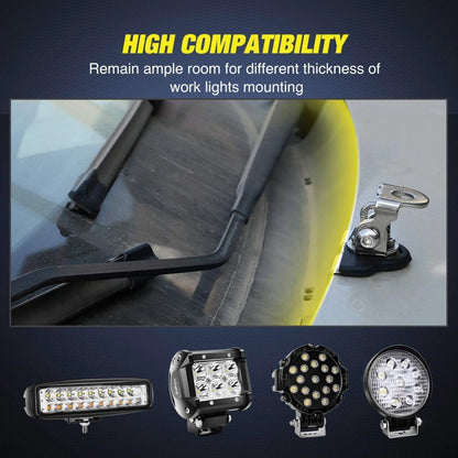 2PCS LED Light Bar Mounting Bracket Pillar Hood 304 Stainless Steel Adjustable