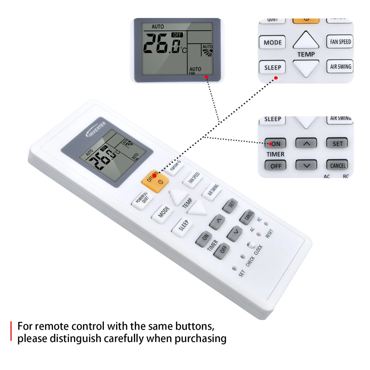 Replacement Remote Control For Panasonic Air Conditioner 10600