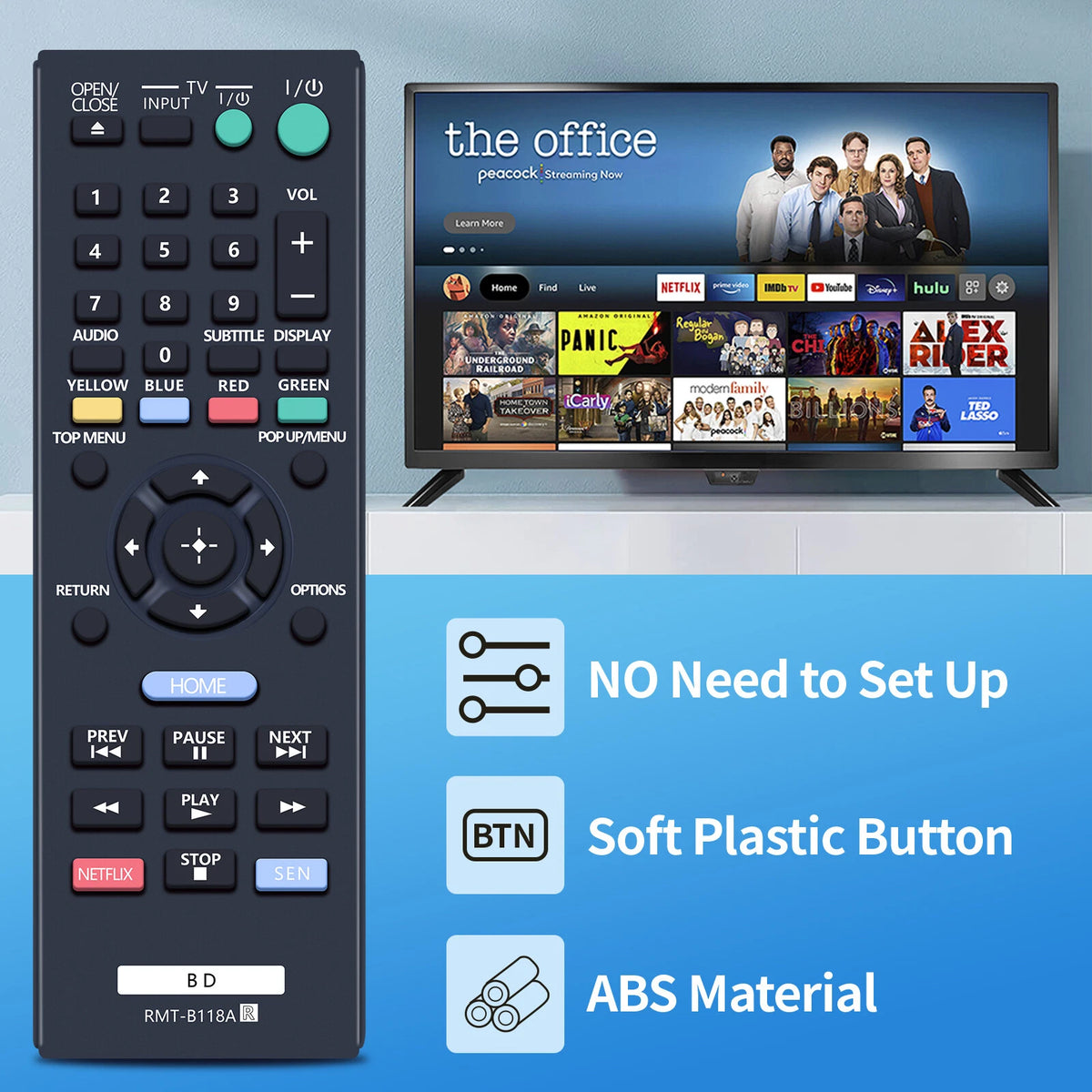 RMT-B118A Remote Control For Sony DVD Player BDP-BX18 BDP-S185