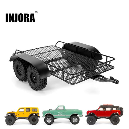 INJORA Metal Hitch Mount Trailer for Axial SCX24 Upgrade 1/24 RC Crawler Small