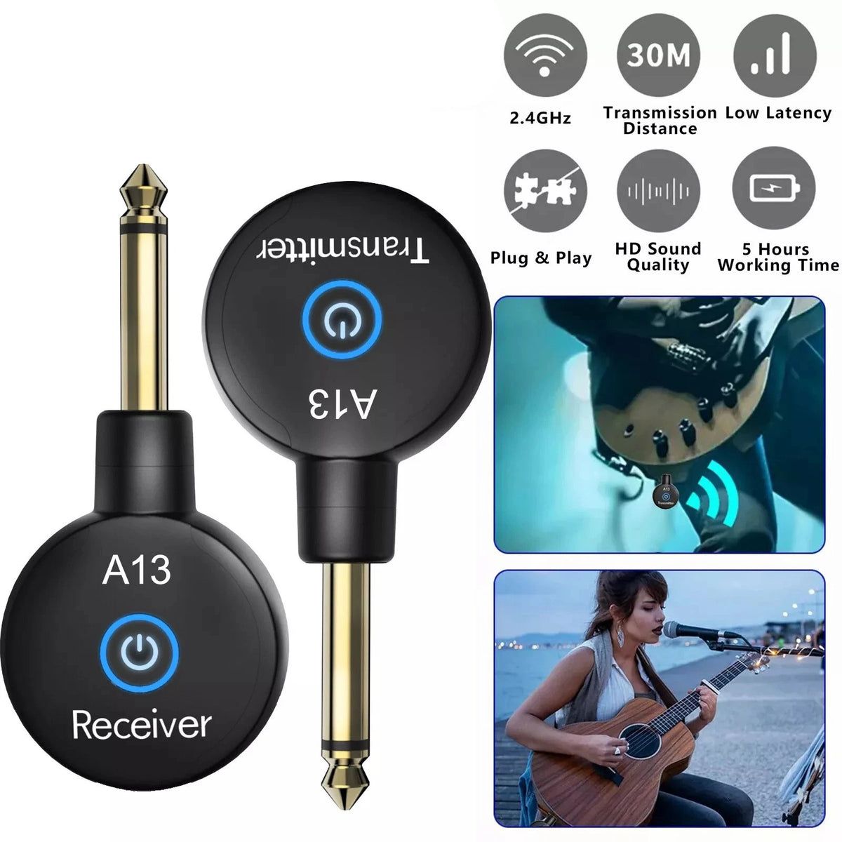 2.4GHz Wireless Guitar System Converter Transmitter Receiver For Guitar Bass