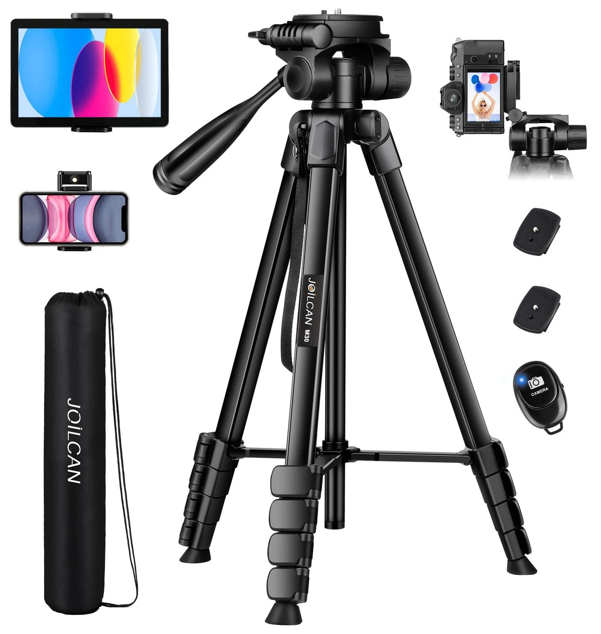 JOILCAN Camera Tripod, 68" Tablet Tripod Stand for Phone Cameras, 68", Black