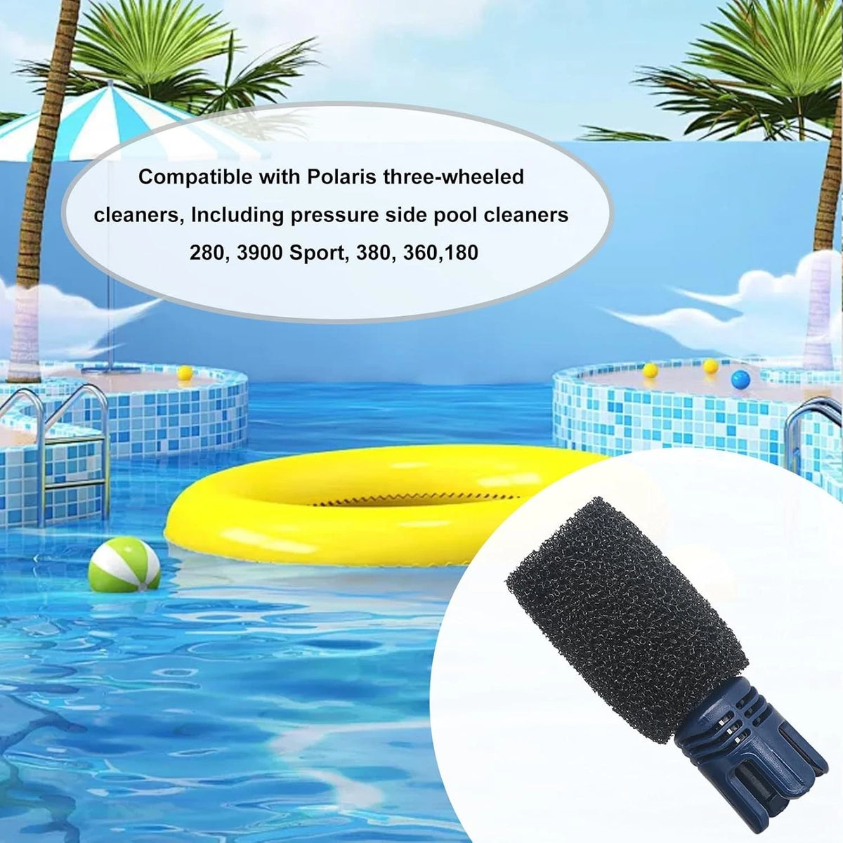 TSP10S Tail Sweep PRO Fit for Polaris 2 Pro with 12 Foam Scrubber