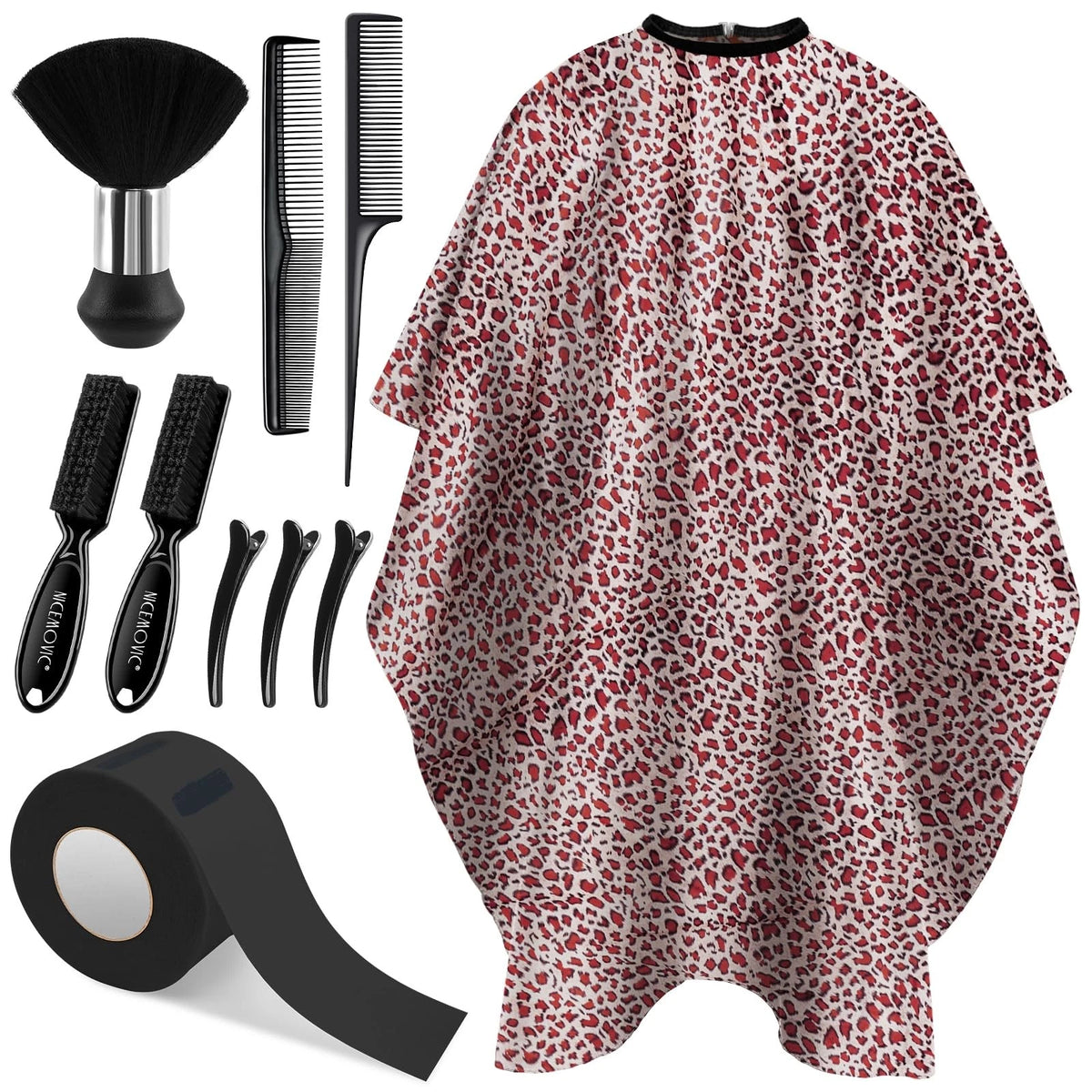 NICEMOVIC 10 in 1 Hair Cutting Barber Cape with Neck Standard, Leopard Print