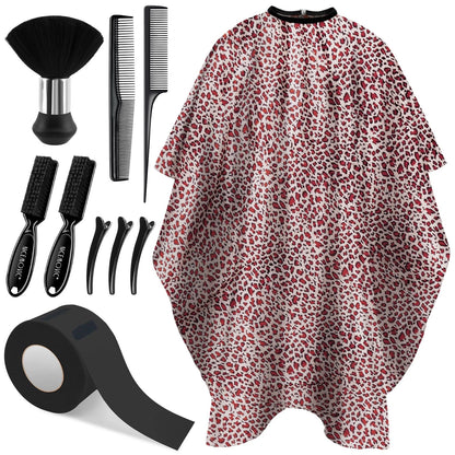 NICEMOVIC 10 in 1 Hair Cutting Barber Cape with Neck Standard, Leopard Print