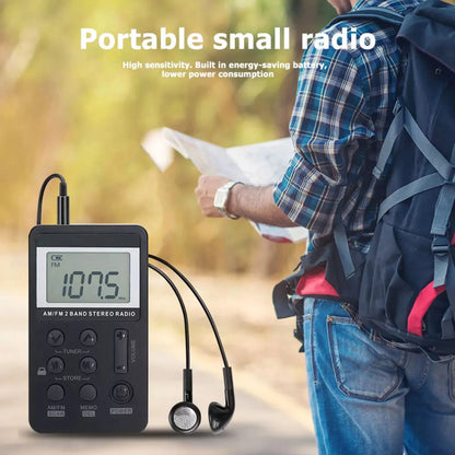 Digital Portable Pocket LCD AM FM Radio Stereo USB Rechargeable w/Earphone