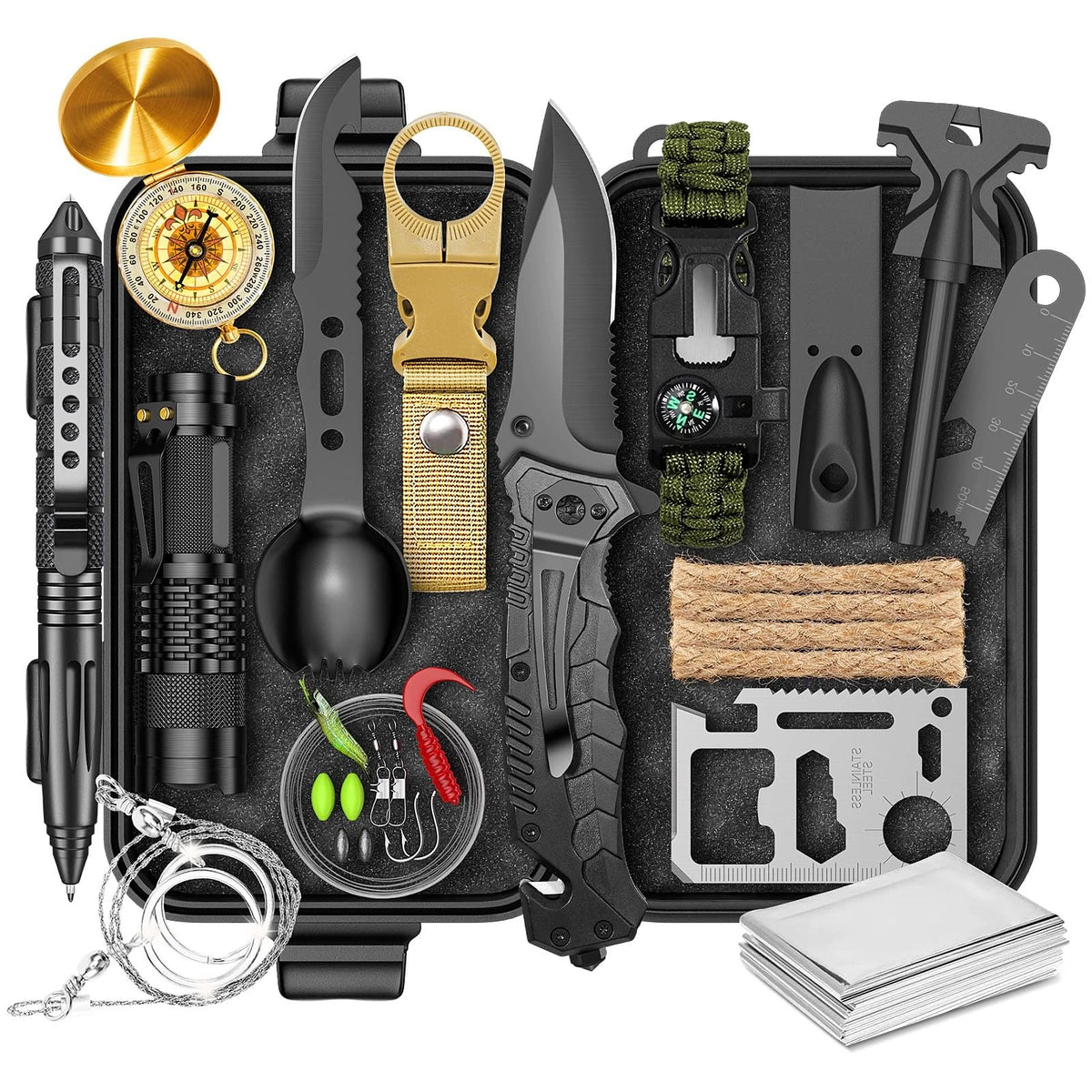 Gifts for Men Him Dad, Survival Kit and Equipment 25 Pcs, 97.18 cubic"