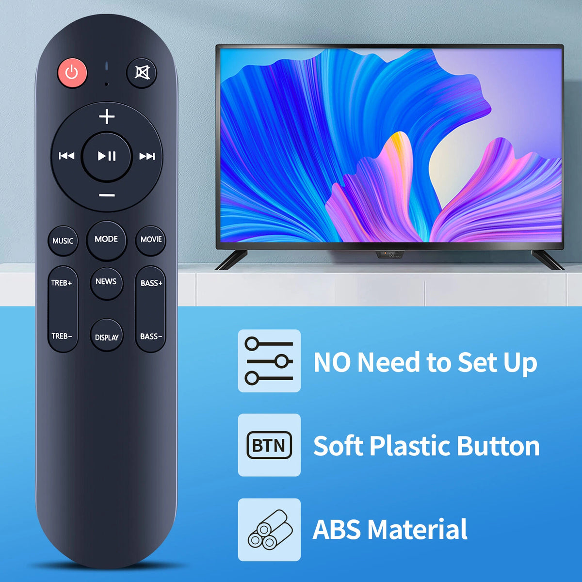 Replacement Remote Control For Meredo Wooden 2.1 Sound Bar for TV Devices