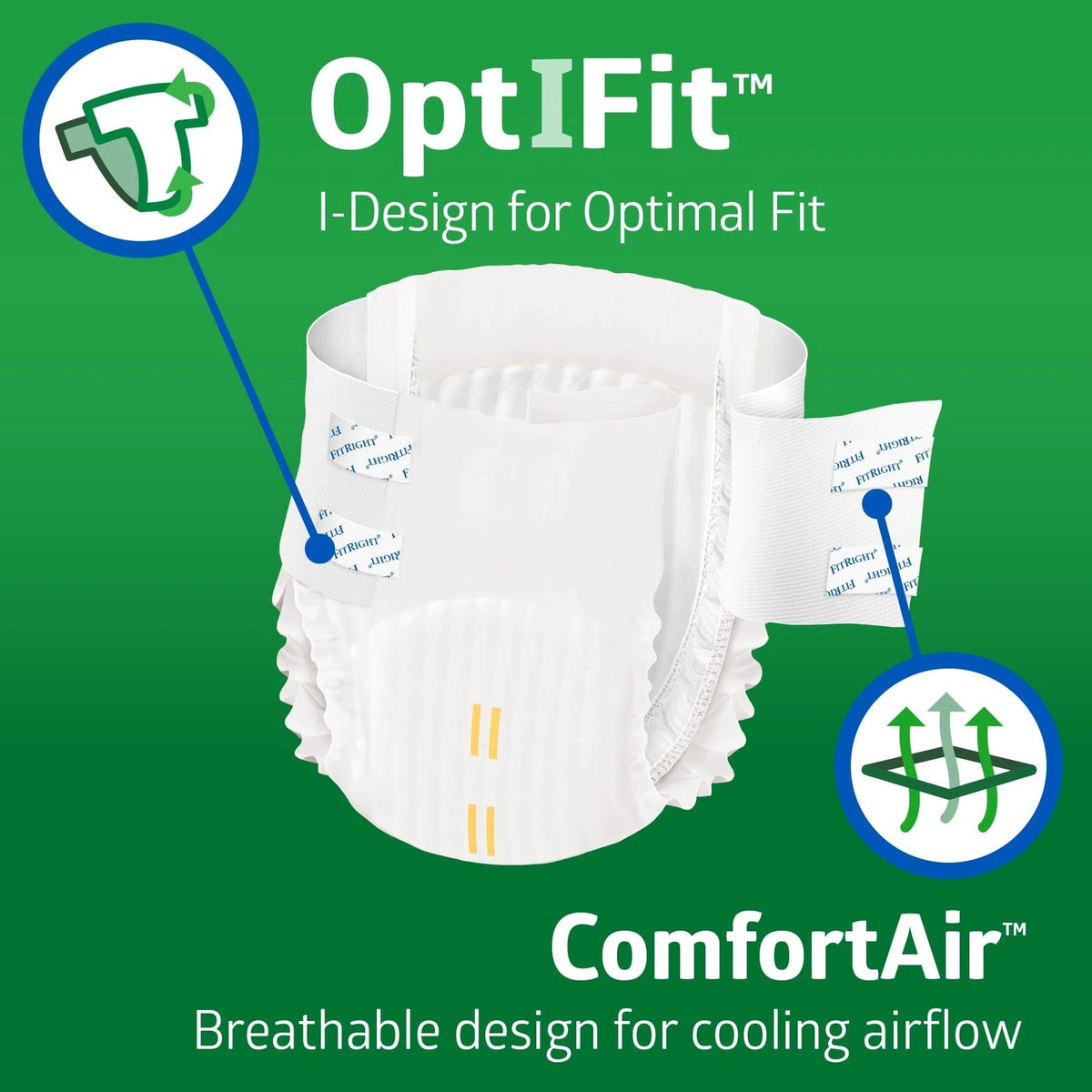 FitRight Ultra Adult Diapers, Disposable Incontinence Briefs, Medium, White