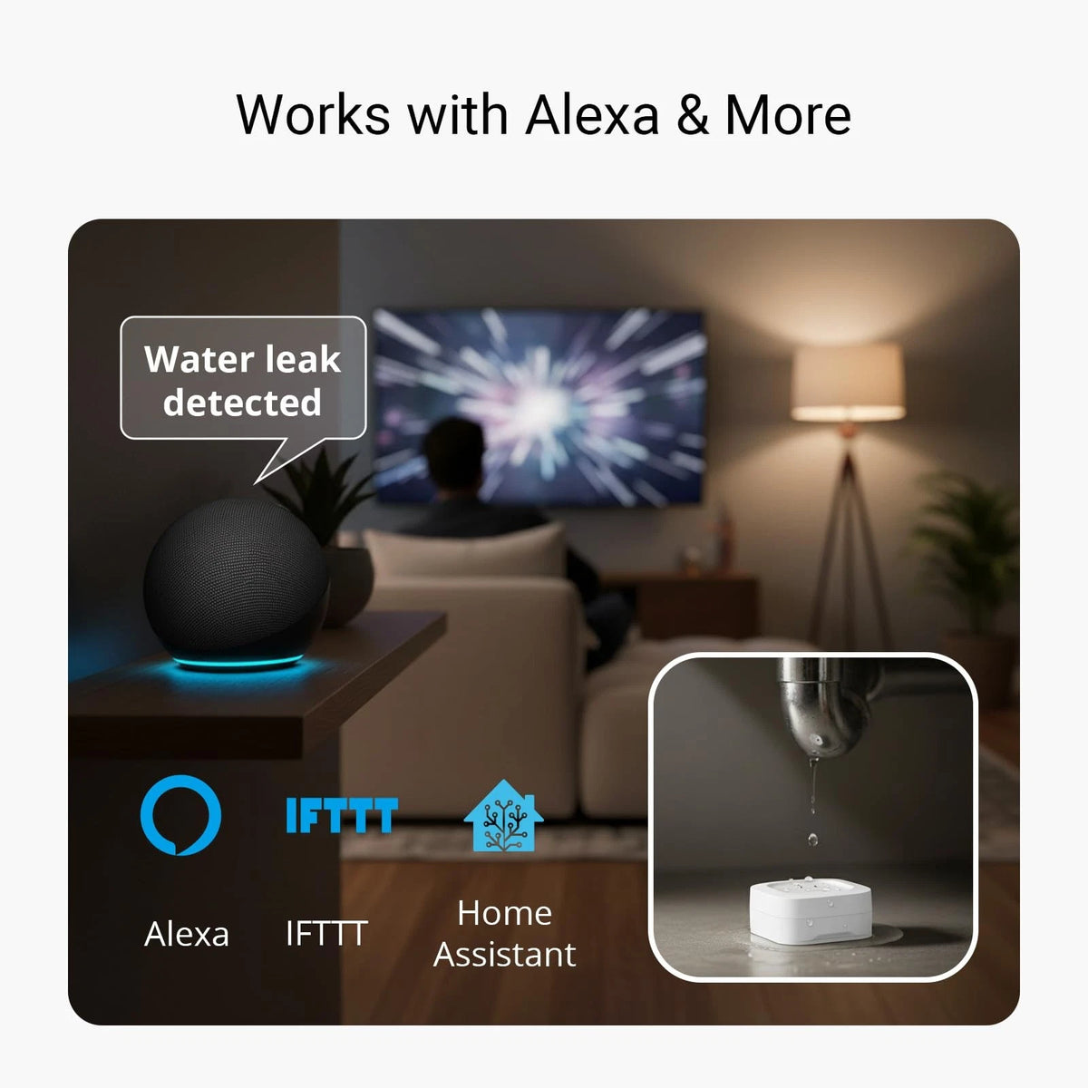 YoLink Water Leak Starter Kit: Hub + 4 Sensor 1 Without Siren, White
