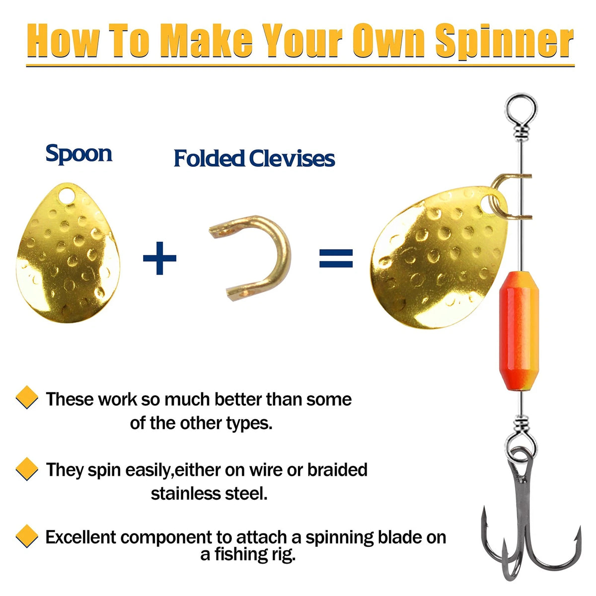 Fishing Clevis Easy Spin U-Shaped Brass Links, Small, Silver-120pcs