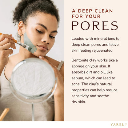 YARELI Bentonite Clay Powder Facial Mask & Cleansing 32 Ounce (Pack of 1)