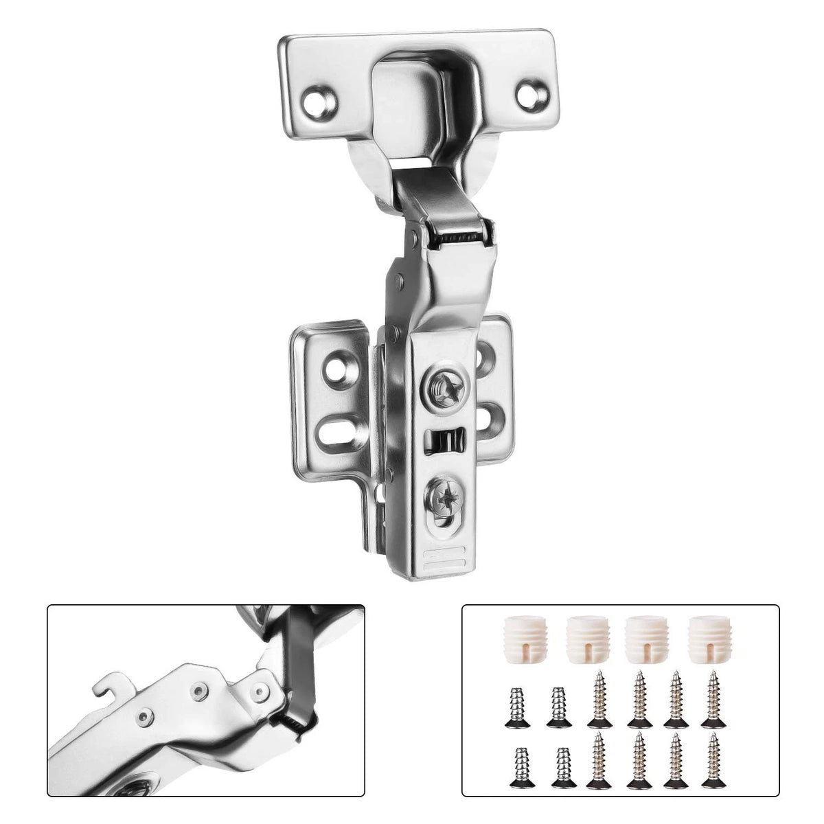 Luokim 2pcs Half Overlay Cabinet Hinge Frameless 1 Pair,