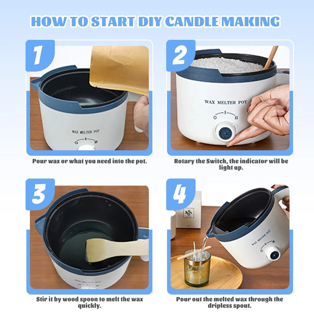 Soy Wax for Candle Making Kit - DIY Melting Pot 5pcs, white