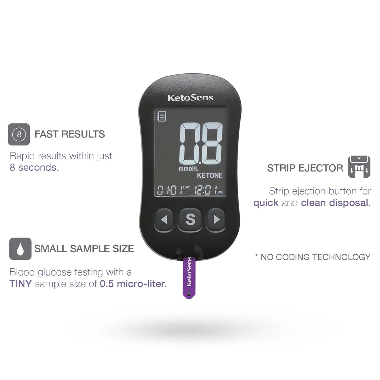 KetoSens Blood Ketone Monitoring Starter Kit: 1 Count (Pack of 1), Black