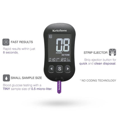 KetoSens Blood Ketone Monitoring Starter Kit: 1 Count (Pack of 1), Black