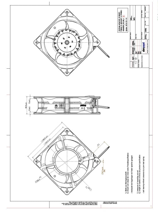 Ebmpapst 5314/2TDHHP Axial Fan DC 24V 140*140*50mm 2.75A 67W Cooling Fan 4-Wire