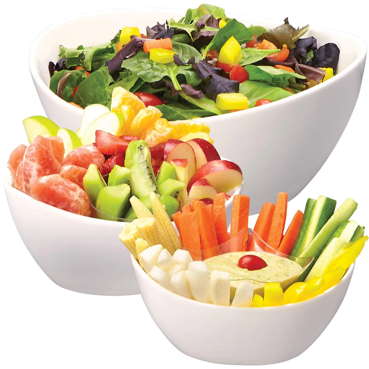 3 Piece Serving Bowl Set – Elegant White 8.4 inches x 7.8 inches,