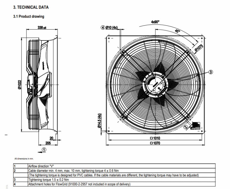 Ebmpapst W3G910-KS35-03/F01 Axial Fan 380/480V 1770W Air Conditioner Cooling Fan