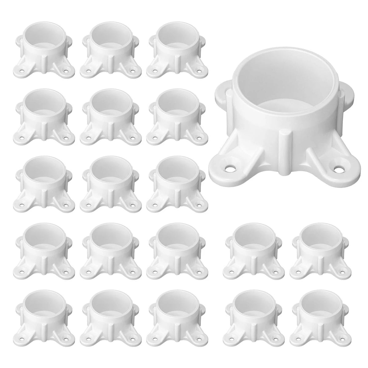 12 Packs 2" PVC Flange, Table Screw Caps Pipe 2 inch-12Packs, White