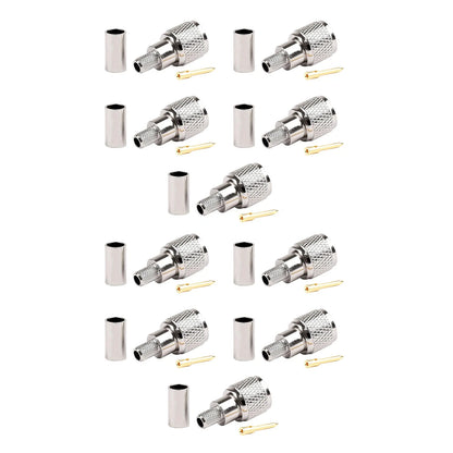 10x Mini-UHF Male Crimps Connector For RG-58/U Cable Radio Antenna Brass