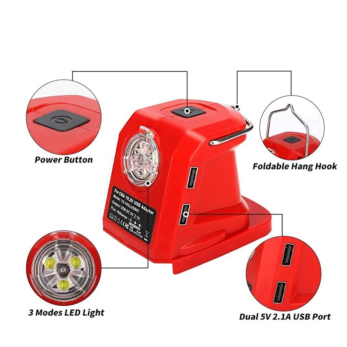 Ni-CD Battery Adapter Charger For Craftsman w/ 420LM LED Multi-Functional
