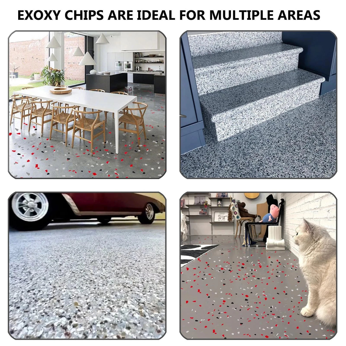 1LB Epoxy Floor Flakes Blend 16 Ounce (Pack of 1), Black/White/Red/Gray