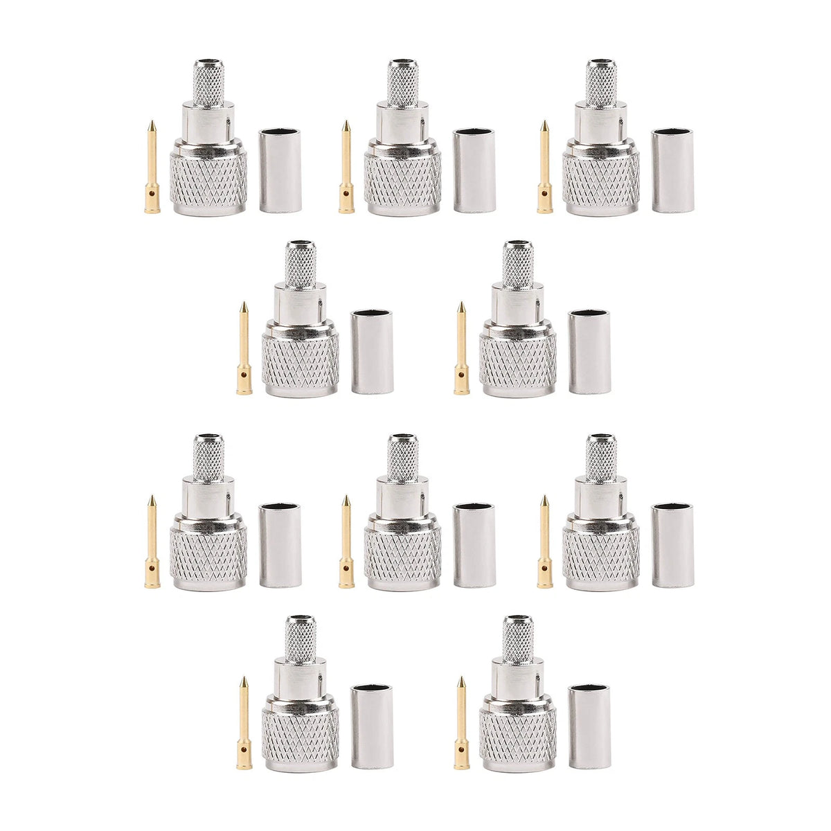 10x Mini-UHF Male Crimps Connector For RG-58/U Cable Radio Antenna Brass