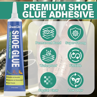 Shoe Glue, Professional Grade Flexible Repair Adhesive - 20ml x 2, Clear