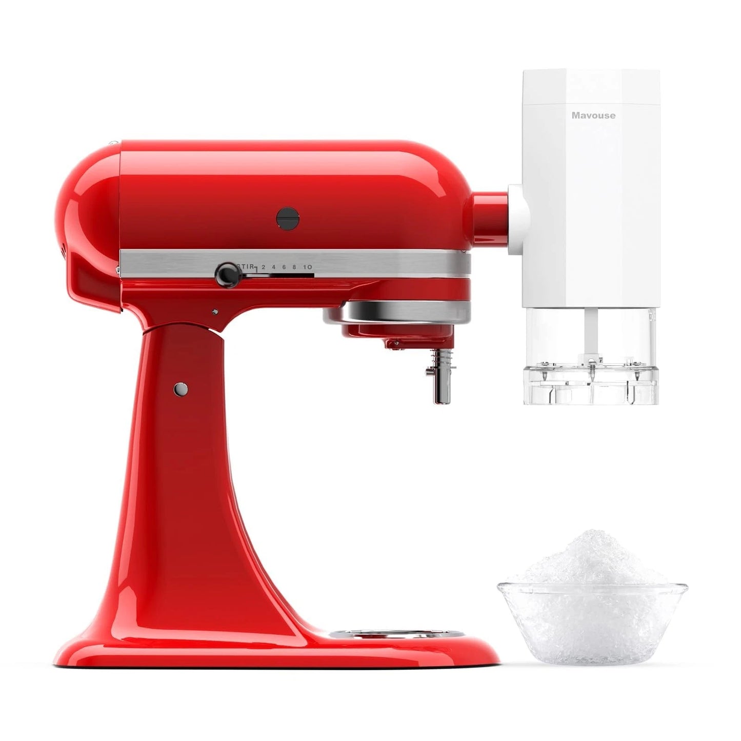 Shave Ice Attachment for Kitchenaid Stand with 8 Molds, White