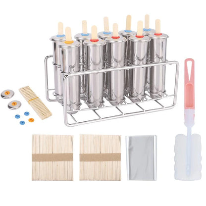 304 Stainless Steel Ice Cream Mold Kit, Sturdy with Wooden default, defult